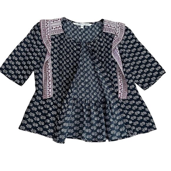 Veronica Beard Women’s Silk Jules Ruffle Blouse Shirt Top Floral Size 6 Black - Picture 4 of 6